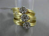 ESTATE LARGE .54CT DIAMOND 18K 2 TONE GOLD 3 FLOWER MULTI BAND FLEXIBLE FUN RING