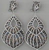LARGE 5.4CT DIAMOND 18KT WHITE GOLD 3D DOUBLE TEAR DROP LEAF HANGING EARRINGS