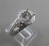 ESTATE .78CT DIAMOND 14K WHITE GOLD PAVE HALO SEMI MOUNT ENGAGEMENT RING #21349