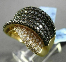 ESTATE LARGE 1.92CTW WHITE & BLACK DIAMOND 18KT YELLOW GOLD LOVE FUN RING