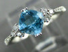 ESTATE .90CT DIAMOND & AAA CUSHION CUT BLUE TOPAZ 14KT WHITE GOLD FUN LOVE  RING