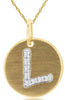 .04CT DIAMOND 14KT YELLOW GOLD LETTER L INITIAL MATTE & SHINY FLOATING PENDANT
