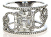 WIDE .73CT DIAMOND 18KT WHITE GOLD 3D ROUND & BAGUETTE CLUSTER ANNIVERSARY RING
