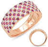 WIDE 1.33CT DIAMOND & AAA RUBY 14KT ROSE GOLD MULTI ROW CLASSIC ANNIVERSARY RING