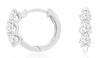 1.0CT DIAMOND 14KT WHITE GOLD ROUND 3 STONE LUCIDA HUGGIE HOOP HANGING EARRINGS