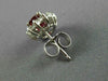 ESTATE 2.32CT DIAMOND & AAA RUBY 14K WHITE GOLD OVAL FLOWER STUD EARRINGS #25794