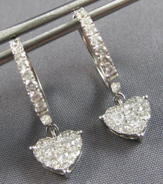 .72CT DIAMOND 18KT WHITE GOLD INVISIBLE HEART SHAPE PAVE LOVE HANGING EARRINGS
