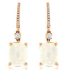 5.95CT DIAMOND & AAA OPAL 14KT ROSE GOLD CUSHION & ROUND SQUARE HANGING EARRINGS
