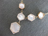 LARGE AAA MOTHER OF PEARL 14KT ROSE GOLD 3D MULTI HEXAGON FUN LARIAT NECKLACE