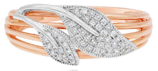 ESTATE .15CT DIAMOND 14KT ROSE GOLD 3D ROUND DOUBLE LEAF FILIGREE LOVE RING