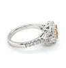 1.52CT WHITE & PINK DIAMOND 18KT WHITE ROSE GOLD CUSHION 3 STONE ENGAGEMENT RING