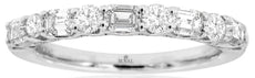 1.10CT DIAMOND 14KT WHITE GOLD ROUND & BAGUETTE SHARED PRONG SEMI ETERNITY RING