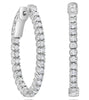 1.0CT DIAMOND 14KT WHITE GOLD 3D CLASSIC ROUND INSIDE OUT HOOP HANGING EARRINGS