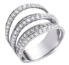 LARGE 1.53CT DIAMOND 14KT WHITE GOLD 3D MULTI ROW FILIGREE MULTI WAVE FUN RING