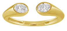 ESTATE .38CT DIAMOND 14KT YELLOW GOLD 3D OVAL 2 STONE ETOILE LOVE TENSION RING