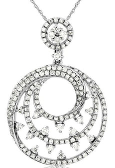 .91CT DIAMOND 14KT WHITE GOLD 3D CLASSIC MULTI CIRCULAR SWIRL FLOATING PENDANT