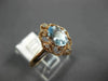 ESTATE .74CT DIAMOND & AAA AQUAMARINE 14K ROSE GOLD 3D OPEN FILIGREE FLOWER RING