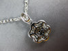 ESTATE 1.11CT DIAMOND & AAA SAPPHIRE 18KT WHITE GOLD CLUSTER FLOWER LOVE PENDANT