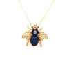 ESTATE .84CT DIAMOND & AAA SAPPHIRE 18KT YELLOW GOLD HAPPY BEE FLOATING PENDANT