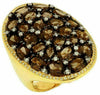 LARGE 10.0CT DIAMOND & AAA SMOKY TOPAZ 14KT YELLOW GOLD ROUND & OVAL ETOILE RING