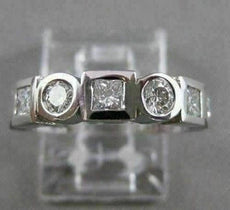 ESTATE PRINCESS ROUND DIAMOND BEZEL ANNIVERSARY WEDDING 14KT W GOLD RING #16953