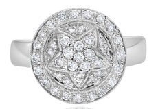 ESTATE .64CT DIAMOND 14KT WHITE GOLD 3D STAR CIRCULAR FUN RING