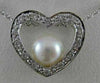 ANTIQUE DIAMOND 7MM SEA PEARL OPEN HEART 18KT WHITE GOLD PENDANT