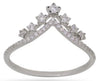 ESTATE .25CT DIAMOND 14KT WHITE GOLD CLASSIC MULTI STAR V SHAPE CROWN LOVE RING