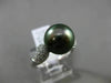 ESTATE .26CT DIAMOND 14KT WHITE GOLD 3D AAA TAHITIAN PEARL PAVE SOLITAIRE RING