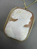 ANTIQUE 14KT YELLOW GOLD HAND CARVED LADY SHELL CAMEO PENDANT PIN & BROOCH #1328