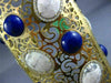EXTRA LARGE 2.3CT DIAMOND AAA AGATE & LAPIS 18K YELLOW GOLD CUFF BANGLE BRACELET