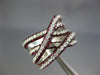 LARGE 2.76CT DIAMOND & AAA RUBY 18K WHITE GOLD 3D MULTI ROW CRISS CROSS FUN RING
