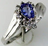 .61CT DIAMOND & AAA TANZANITE 14K WHITE GOLD PEAR SHAPE & ROUND CRISS CROSS RING