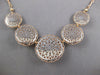 LARGE .30CT DIAMOND 14KT WHITE & ROSE GOLD 3D WOVEN CIRCULAR GRADUATING NECKLACE