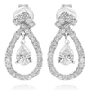 1.45CT DIAMOND 14KT WHITE GOLD 3D ROUND & PEAR SHAPE TEAR DROP HANGING EARRINGS