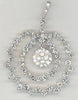 LARGE 3.43CT DIAMOND 14KT WHITE GOLD 3D FLOWER DOUBLE HORSESHOE LUCKY PENDANT