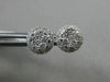 ESTATE .53CT ROUND DIAMOND 18KT WHITE GOLD 3D CLASSIC HALO CLUSTER STUD EARRINGS