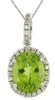 2.58CT DIAMOND & AAA PERIDOT 14KT WHITE GOLD OVAL & ROUND HALO FLOATING PENDANT