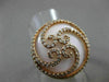 ANTIQUE LARGE 13.25CT DIAMOND & WHITE AGATE 14KT ROSE GOLD FILIGREE FLOWER RING