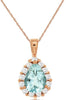 1.25CT DIAMOND & AAA AQUAMARINE 14KT ROSE GOLD PEAR SHAPE HALO TEAR DROP PENDANT