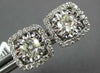 ESTATE LARGE 1.29CT DIAMOND 14KT WHITE GOLD SOLITAIRE SQUARE HALO STUD EARRINGS