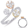 ESTATE .89CT DIAMOND 14KT TRI COLOR GOLD 3D FLOWER CRISS CROSS LOVE RING