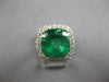 LARGE 6.54CT DIAMOND & AAA EMERALD 18KT 2 TONE GOLD CLASSIC HALO ENGAGEMENT RING