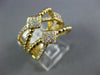 WIDE .35CT DIAMOND 18KT YELLOW GOLD MULTI ROW CRISS CROSS SQUARE BEADED FUN RING