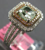 LARGE GIA 1.57CT WHITE PINK & GREEN DIAMOND 18K WHITE & ROSE GOLD 3D SQUARE RING