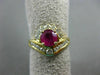 ESTATE WIDE 1.32CT DIAMOND & AAA RUBY 14K YELLOW GOLD FLOWER ENGAGEMENT RING 132
