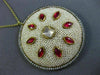 ANTIQUE LARGE 6.0CT DIAMOND AAA RUBY & PEARL ENAMEL 18KT YELLOW GOLD 3D PENDANT