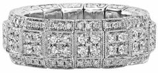1.59CT DIAMOND 18K WHITE GOLD 3D ROUND FILIGREE SQUARE ETERNITY ANNIVERSARY RING