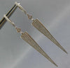 LARGE .70CT DIAMOND 14KT WHITE GOLD ELONGATED PAVE TRIANGULAR HANGING EARRINGS