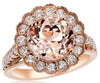 ESTATE LARGE 4.15CT DIAMOND & AAA MORGANITE 18KT ROSE GOLD 3D FLOWER FUN RING